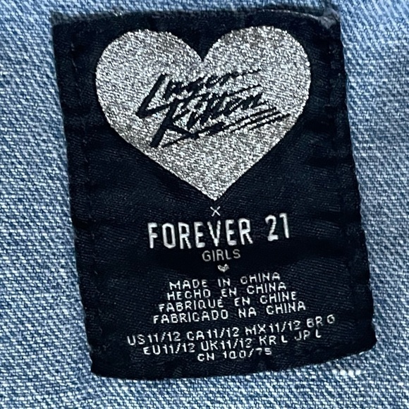 FOREVER 21 x LAZER KITTEN Got Me Pizza Classic Jean Jacket Girls Size 11/12. - Picture 13 of 16